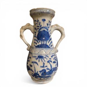 China, Ming Period, Blue-white Porcelain Vase Circa 1600