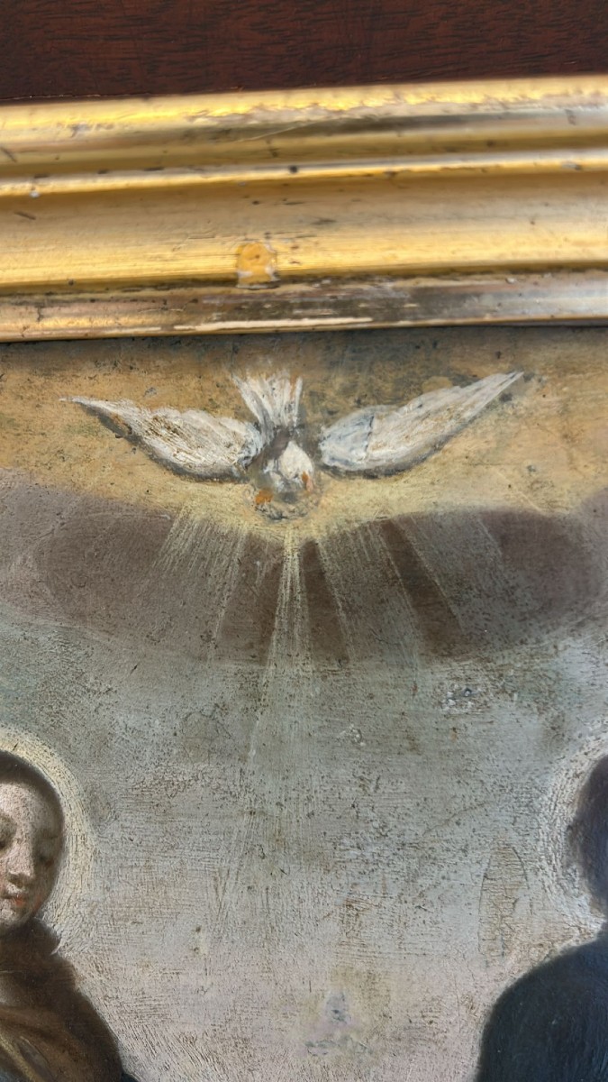 Dipinto su rame: la sacra famiglia secolo XVII-photo-2