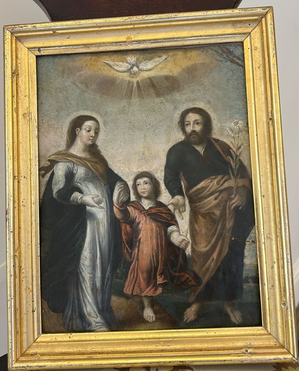 Dipinto su rame: la sacra famiglia secolo XVII