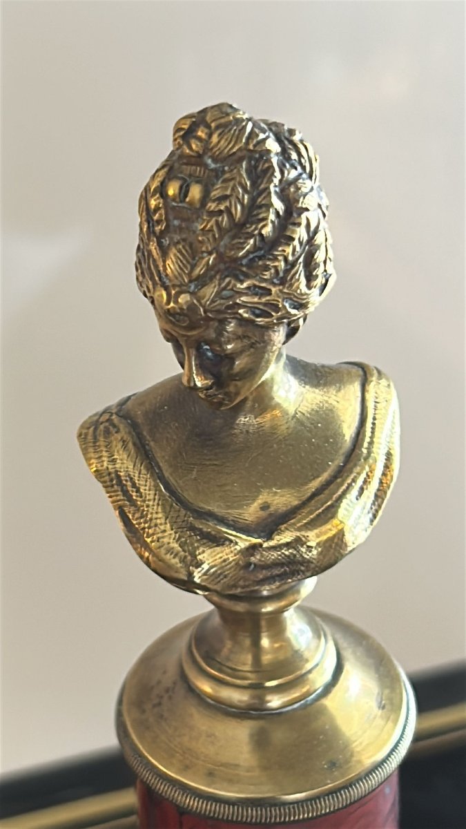 Busto di Marie Antoinette in bronzo dorato-photo-3