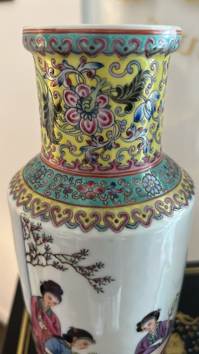 Coppia vasi Cina inizio secolo XX, in porcellana a "guscio d'uovo"-photo-1