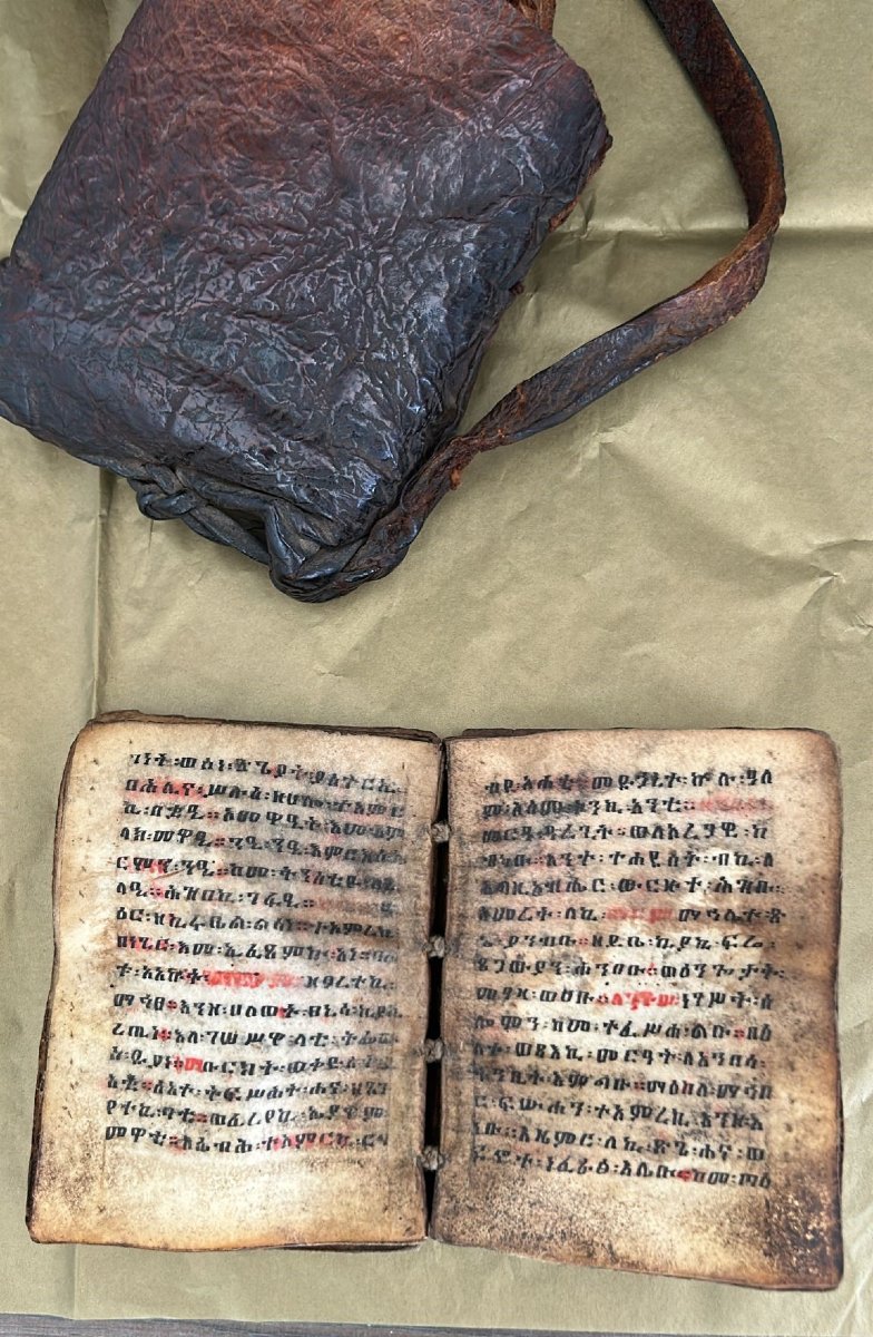 Piccola Bibbia del viaggiatore secolo XV/XVI in pelle di pecora. -photo-2