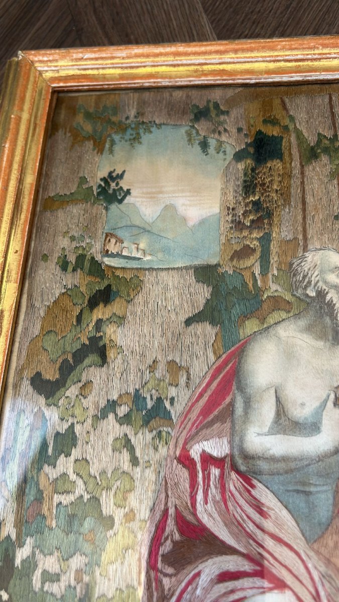 Dipinto su seta Secolo XVIII. San Girolamo penitente. -photo-2