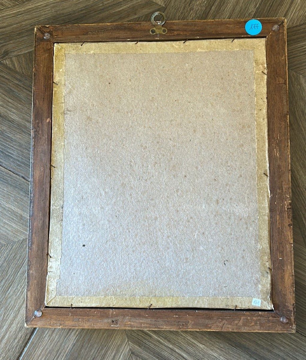 Dipinto su seta Secolo XVIII. San Girolamo penitente. -photo-1