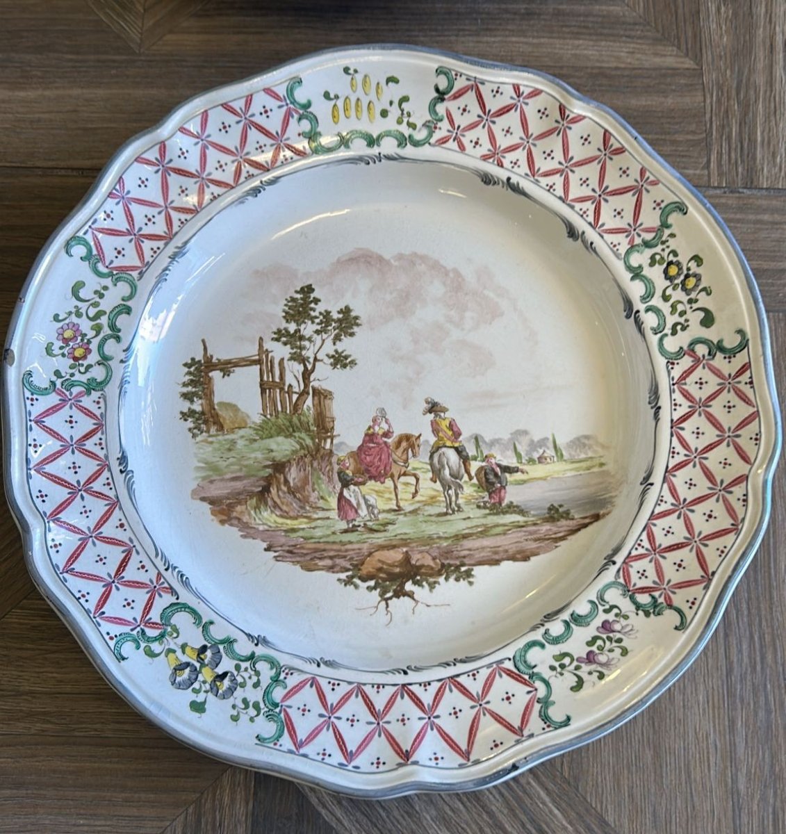 Coppia di piatti secolo XVIII Marsiglia Gilot in faience. -photo-3