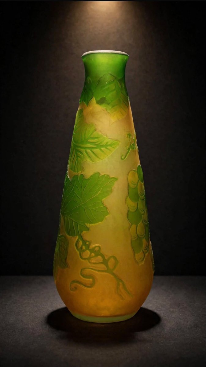 Vaso soliflore decoro Vite e Grappoli d'Uva Émile Gallé (1846-1904) Nancy -photo-3