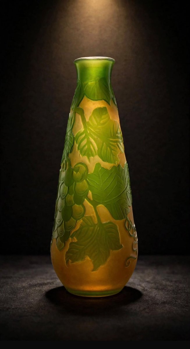 Vaso soliflore decoro Vite e Grappoli d'Uva Émile Gallé (1846-1904) Nancy 