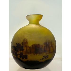 Vaso Gallé scene lacustre 