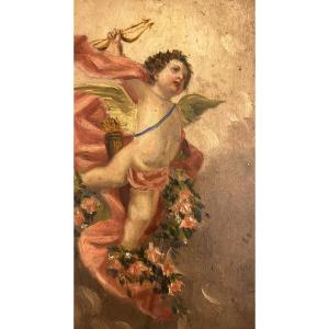 Cherubino dipinto su tavoletta di legno