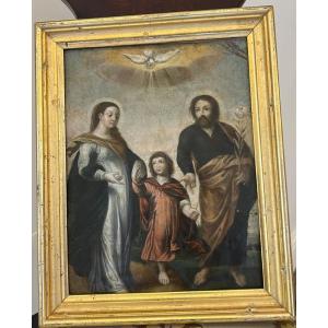 Dipinto su rame: la sacra famiglia secolo XVII