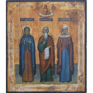 Russian Icon Saint Matron Saint John The Theologian And Saint Agrippina Crica 1900