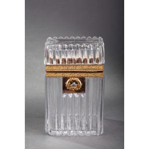 Charles X Cut Crystal Casket With Ormolu Mounts.