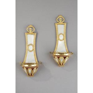 Pair Of Ring Holders In Mother-of-pearl And Gilt Bronze, Palais Royal Work