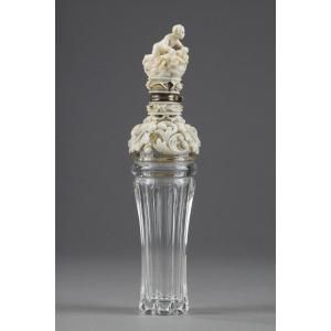 A Crystal And Ivory Perfume Bottle, XIX Century.