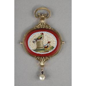 A Double-sided Micromosaic Pendant, Gold Mount.