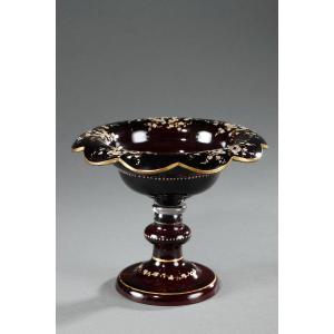 Ruby Red Enameled Bohemian Crystal Cup