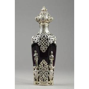 Un Flacon à Sels En Cristal Améthyste Et Argent De Louis Bruneau Du XIXème Siècle