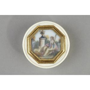 A Round Ivory Box And A Miniature Late 18th Century