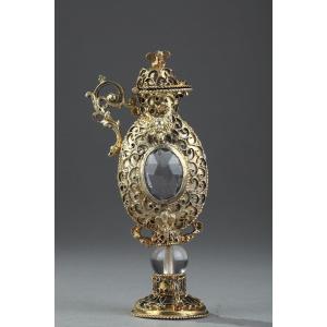 19th Century Vermeil And Crystal Bottle
