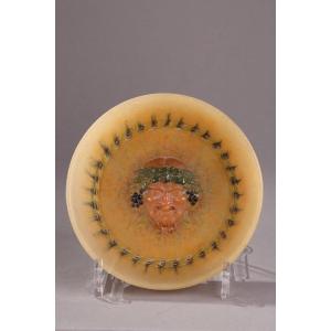 Art Deco Glass Paste Plate By A. Walter & H. Mercier