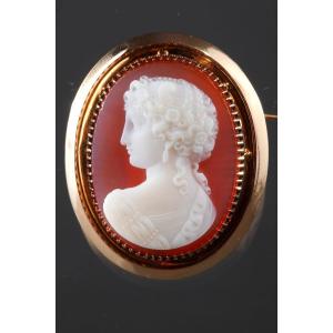  Cameo On Pink Agate, Napoleon III Gold Setting