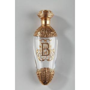 Bottle In Crystal, Gold And Pearls. Work From The Second Half Of The 19th Century.