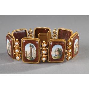 Gold Bracelet, Micro-mosaics And Half-pearls. Early 19th Century