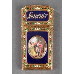 Tablet Case, Called Ball Card, In Gold And Enamel. Work From The End Of The 18th Century