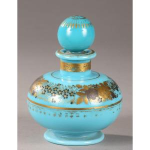 Blue Opaline Bottle With Desvignes Decor From The Charles X Period