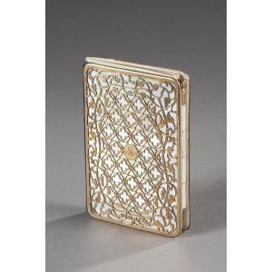 Mid-19th Century Silver-gilt And Mother-of-pearl Dance Card Signed Tahan.