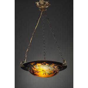 Art Nouveau Glass Paste Suspension, Emile Galle