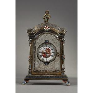 A Rock Crystal And Silver-gilt Clock By Hermann Ratzersdorfer, 19th Century