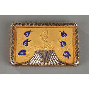 Gold Box Or Snuffbox Decorated With Swans And Daisies, Mid-19th Century