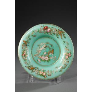 Six Opaline Plates Decorated With Flowers And Hummingbirds In The Style Of Jean-françois Robert 