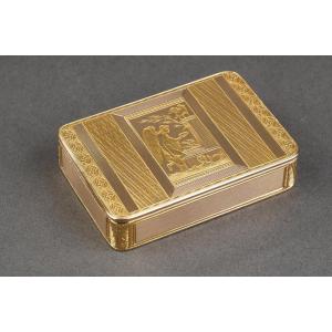 A 19th Century Gold Snuffbox With An Allegorical Scene