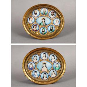 Two Miniature Portraits Of Indian Women And Men
