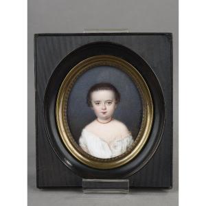 Miniature Portrait Of A Child On Ivory Signed Louise-herminie Mutel