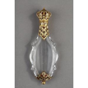 A Crystal And Gold Enamel Salt Shaker, Mid-19th Century