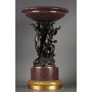 Egyptian Porphyry And Bronze Cup With Cherubs