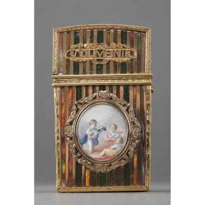 Gold Panel And Vernis Martin Writing Case. French Craftsmanship, Louis XV Period.