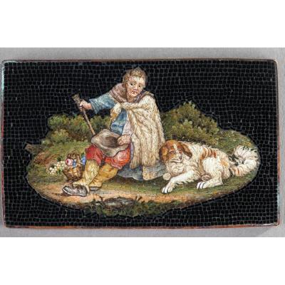 Micromosaic Of Shepherd. Early 19th Century.