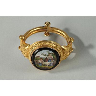 Gold And Micromosaic Bracelet. Circa 1860-1870