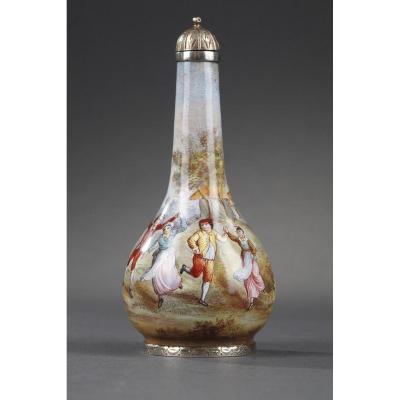 Silver And Enamel Flask. Vienna, Late 19th Century