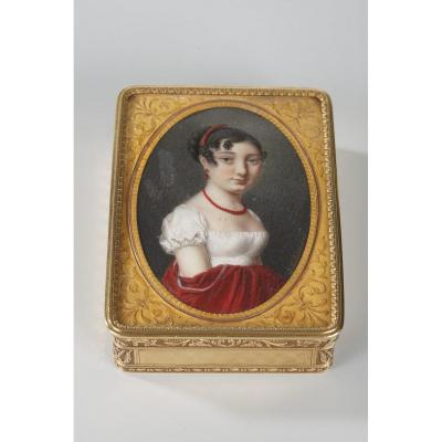 Gold Snuffbox With Portrait Signed Boichard. Circa 1809-1819.