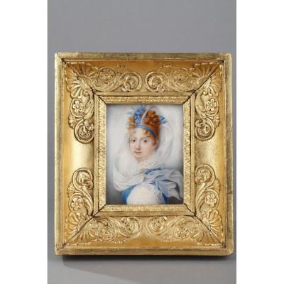 Miniature On Ivory. Signed Amédée Lemore 1817.