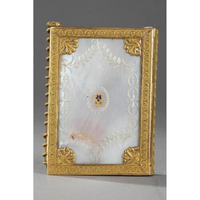 Charles X Dance Card In Mother Of Pearl And Bronze. Circa 1815-1830.