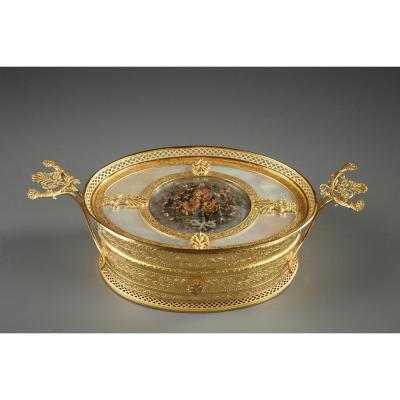 French Charles X Gilt Bronze And Mother-of-pearl Box. 