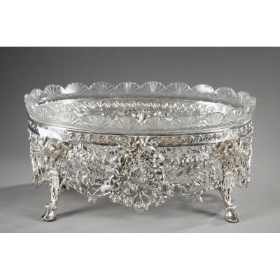 Late 19th Century Silver And Cut-crystal Jardiniere.