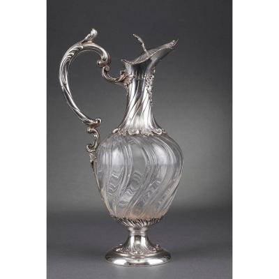 Late 19th Century, Cut-crystal And Silver Ewer.