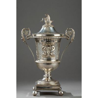 Early 19th Century Silver And Crystal Candy Dish.